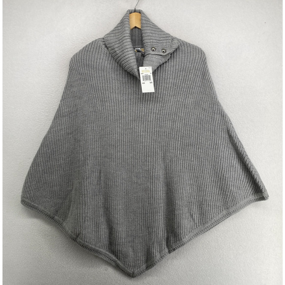 Michael Kors Sweaters - MICHAEL KORS Sweater OS Ribbed Poncho Oversized Turtleneck Asymmetric Gray NEW